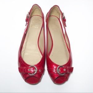 Stuart Weitzman Red Leather Chit Chat Flat 7